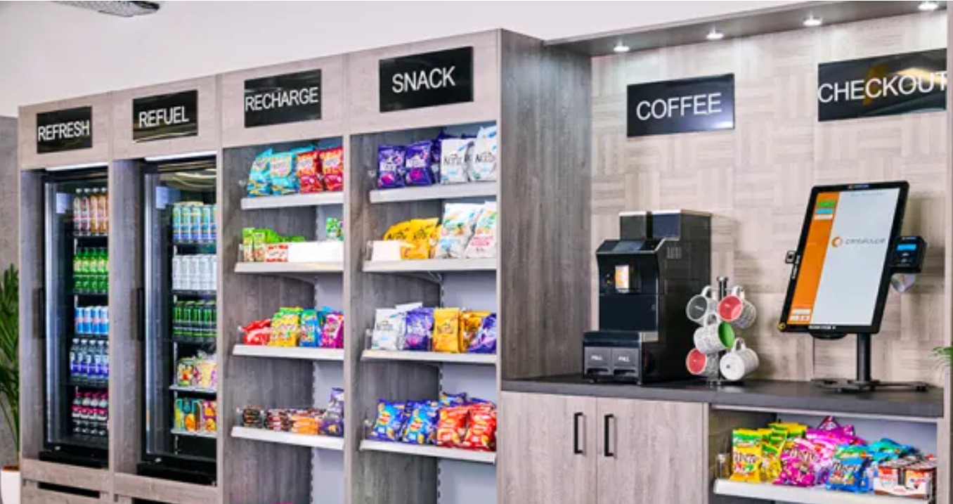 Full micro market installed in a workplace break room